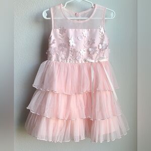 Jona Michelle - Girl's Pink Flower Ruffle Dress, Sz 3T